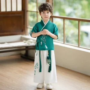 Boys Cheongsam Qipao Summer New Style Chinese Tang Guofeng Traditional Chinese Modern Vintage Cosplay Polyester Party
