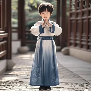Boys’ Children’s Chinese-Style Hanfu Tang Dress Long-Sleeve Loose Fit