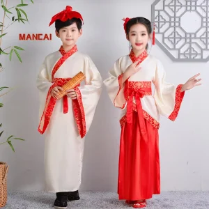 Boys Girls Hanfu Chinese Style Ancient Clothes Halloween Costumes Children Chinese Traditional Clothing Stage Performance Wear