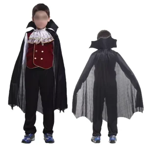 Boys Halloween Vampire Costume Royal Medieval Little Prince Dracula Costume with Cloak and Fangs