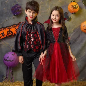 Boys Halloween Witch Vampire Pumpkin Cape Costume Set