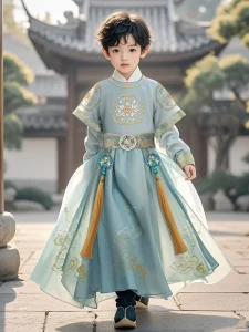 Boys Hanfu Children’s Neo-Chinese Ancient Costume Classic Tang Suit Long Sleeve Zipper