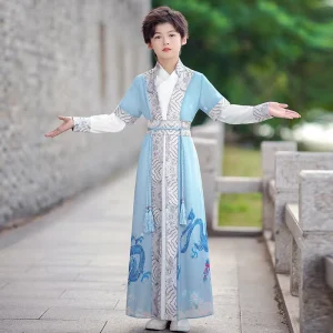 Boys Hanfu Spring Autumn Chinese Style Tang & Ancient Dress Classic Style Long Sleeve Loose Fit New Children’s Suit