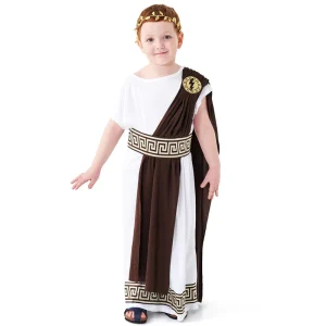 Boys Kids Ancient Greek Mythology God Zeus Roman Toga Costume Halloween Carnival Party Cosplay Role Play Fancy Dress up Outfit