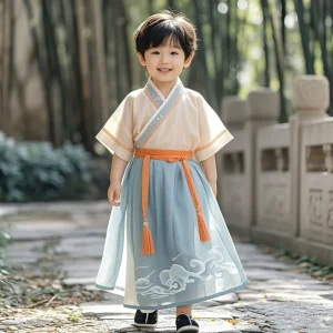 Boys Summer Hanfu Children’s Chinese Style Tang Suit Short Sleeve Ancient Style