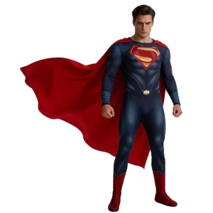 Boys Superhero Halloween Costume Muscle Bodysuit with Cape Red Shield Emblem and Boots