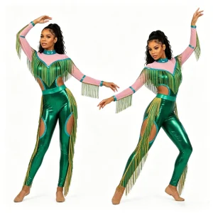 Breathable Majorette Dance Uniforms with Metallic Fringe Sequin Spandex Stage Performance Wear Custom Team Outfits
