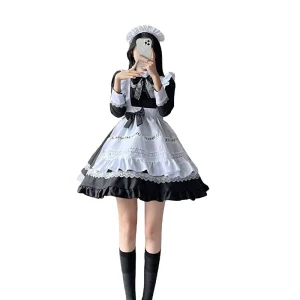 British Aristocratic Long-Sleeved Maid Outfit Cosplay Suit Japanese Uniform Dress Plus Size