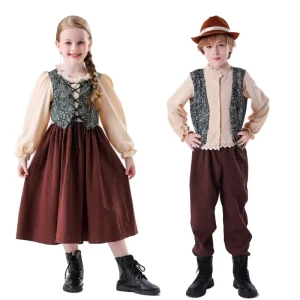 British style Children Medieval Stage Performance Costume European French Manor Unisex Echo Role Playing Outfit Polyester