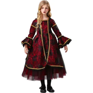 Burgundy Vampire Tuxedo Costume for Adult Women Polyester European American Fantasy Halloween Gaming Cosplay Parties Club