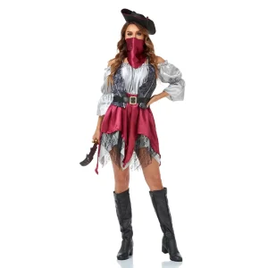 Carnival Adult M XL Stage Halloween Costume Women Pirate Role Dress Cosplay Party Lace Skirt Uniform