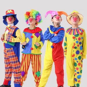 Carnival Halloween Party Cosplay Costume Clown Suit Professional Circus Clown Show Clothes Funny Clown Costume for Kids