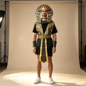 Carnival Party Role Play Ancient Egyptian Pharaoh Nile King Men Costume PET Material Customized Size Digital Printing