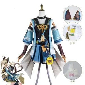Cat Ears and Tail Cosplay Costume Set with Wig for Women