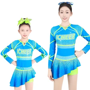 Cheerleading Dance Costume Cheer Leaders Outfit Glittery Rhinestones Festival School Team Competition Modern Dance Sets