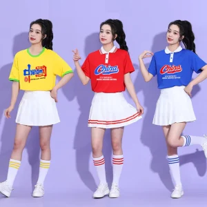 Cheerleading School Performance Uniform with Pleated Skirt