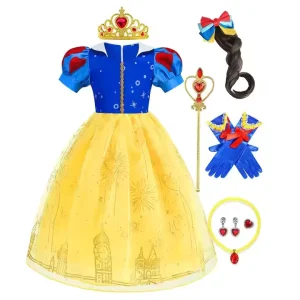 Child Classical Princess Dress Costume Snow Pattern Fancy Outfit for Halloween Cosplay Birthday Party