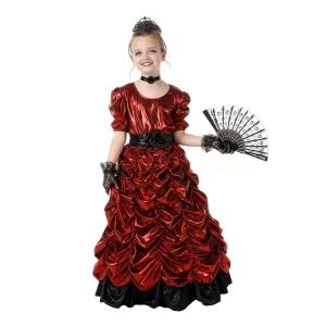 Children Girls Flamenco Dance Costume Ruffled Design Stage Polyester Comfortable Breathable Costume Set