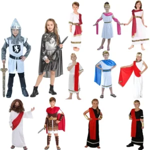 Children Party Cosplay Costume Boys Roman Warrior Cosplay Costumes Roman Warrior Gladiator Medieval Knight Costume