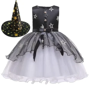 Children Princess Dress Dress Party Girls Cosplay Kids Ball Gown Sleeveless Full Season Witch Hat Kids Halloween Costume