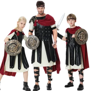 Children’s Ancient Roman Warrior Costume Set with Cloak Shield and Knife