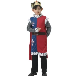 Children’s Arthur Crown Gown Cloak King Costume, Unisex Polyester
