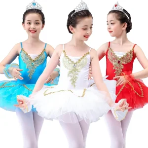 Children’s Ballet Tutu Dance Skirt Little Swan Sequin Girls’ Performance Practice Costume Soft Gauze New Style Toddler Puffy