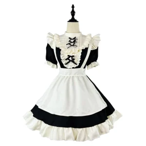 Children’s Black and White Kawaii Lolita Maid Costume Anime Cosplay Outfit