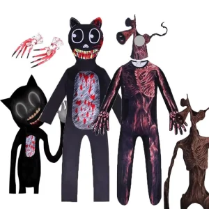 Children’s Cartoon Halloween Costume with White and Black Cat Design