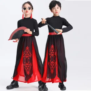 Children’s Classical Fan Dance Performance Costume Snow Dragon Singing Chinese Style Boys and Girls