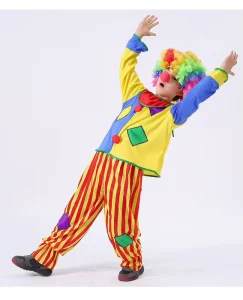 Children’s Clown Costume Unisex Polyester Circus-Themed Performance Cosplay Costume for Stage