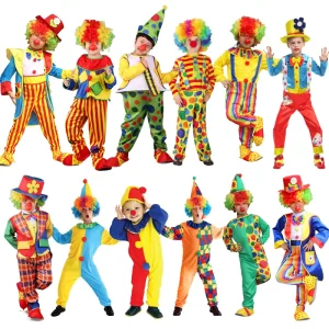 Children’s Day Performance Costumes for Boys and Girls Clown Costume Clothes Clown Hat Mask Children’s Clown Suit