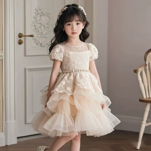 Children’s Flower Girl Wedding Princess Dress Summer Lace Performance Gown