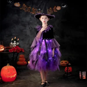 Children’s Halloween TV & Movie Cosplay Costume Horror Vampire Witch & Little Devil Girl Dress for Kindergarten Performances