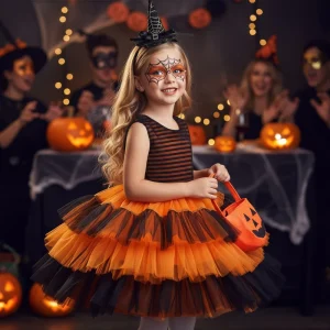 Children’s Halloween Witch Dress, Cake Princess Cosplay Party Performance Costume