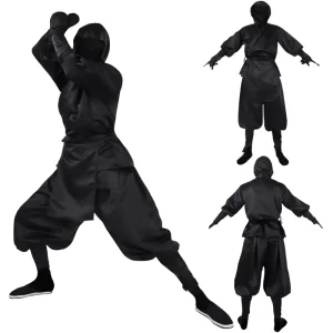 Children’s Japanese Black Ninja Cosplay Set, XL, Anime Character Pattern