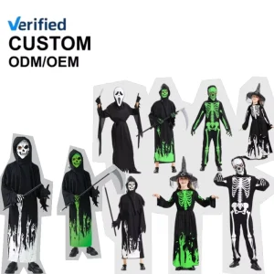 Children’s Luminous Polyester Skeleton Jumpsuit Costume for Boys