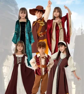 Children’s Medieval Costume Vintage Victorian Lace-Up Long Robe