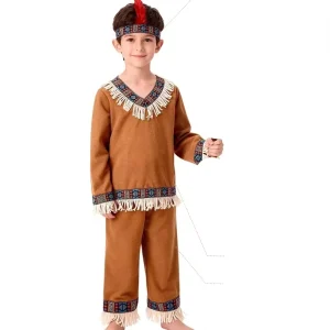 Children’s Native American Costume with Tassels for Halloween and Stage Performances