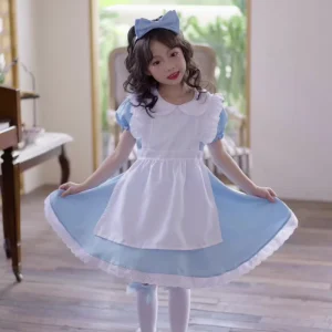 Children’s Performance Maid Halloween Costume, Blue Princess Lolita Dress