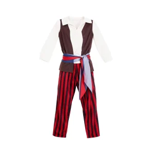 Children’s Pirate Costume Striped Pants Vest Hat Accessory Set for Stage Performance Western Style Custom Color