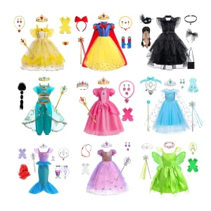 Children’s Princess Costume Dress-Up for Girls, Various Character Styles