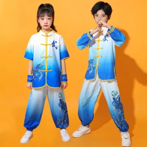 Children’s Traditional Chinese Kung Fu Costume, Unisex Embossed Print