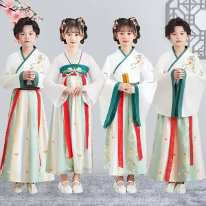 Children’s Traditional Hanfu Dance Skirt Costume for Girls’ Performance