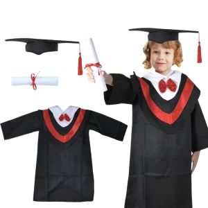 Children’s Unisex PhD Role-playing Costume Birthday Party Graduation Bachelor’s Gown with Props Polyester