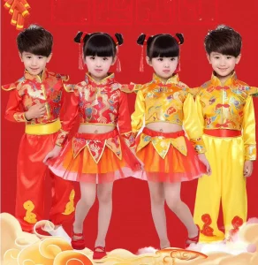 Chinese Martial Arts Performance Costume Boys Girls Water Drum Dance Hanfu Wushu Costume
