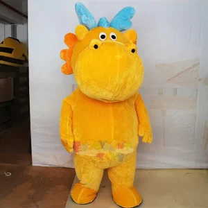 Chinese Mythological Animal Inflatable Yellow Dragon Mascot Adult Role Playing Costume