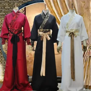 Chinese Polyester Robe Ancient Knight Costume for Women and Adults, Kimono, Traditional Ethnic Solid Long Stage Cosplay Dance