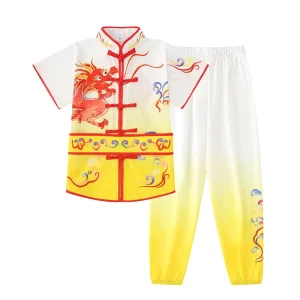 Chinese Style Long Martial Arts Performance Dress Drum Dragon Training Competition Stage Clothing