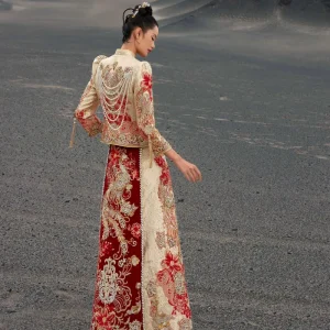 Chinese Style Xiuhe Suit Bridal Evening Dress Toasting Clothing